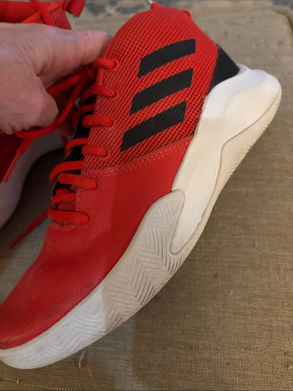 Adidas Kids Red High-Top Sneakers Basketball Shoes